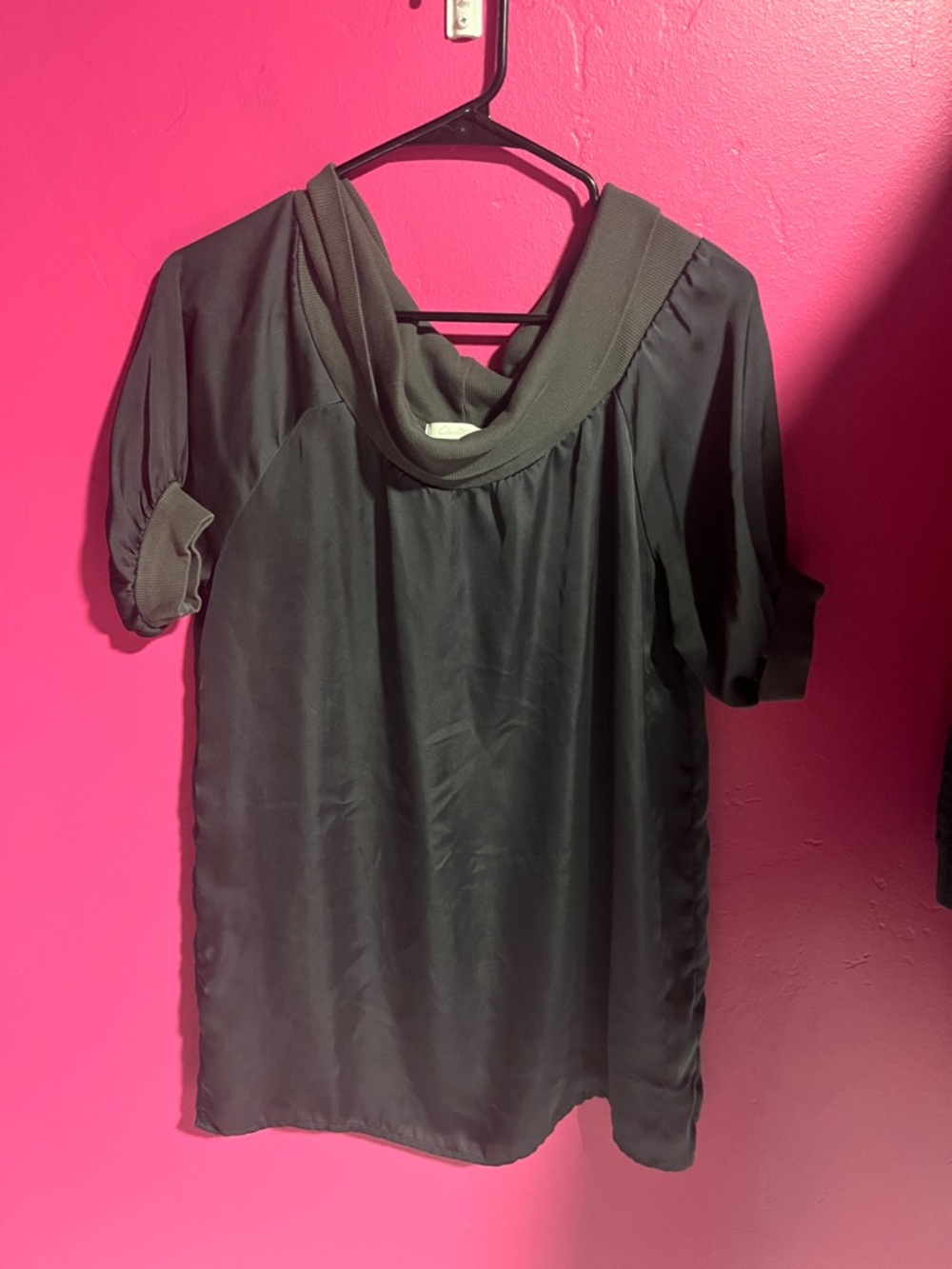 Women's Grey Cowl Neck Short Sleeve Top